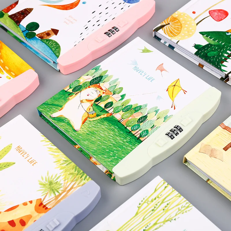 

Cute Notebook Diary Lock Christmas Cartoon Clear Weekly Planner Organizer Password Personal Travel Journal Note Books Stationery