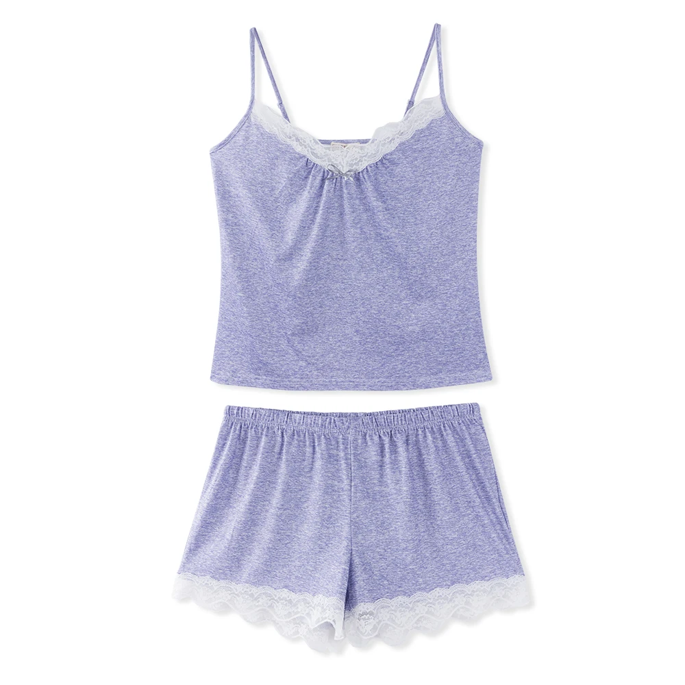 

Neatie kiddie Sexy Nightwear Print Women Home Pajamas Sets Floral Print Sleeveless V-neck Strap Camis Tops Lace Patchwork Shorts