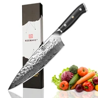 keemake 8 inch chef knife damascus aus 10 steel blade japanese kitchen knives g10 handle high quality sharp meat cooking tools