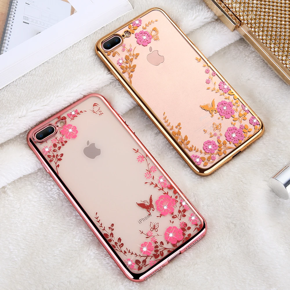 KISSCASE прозрачный цветок чехол для iphone 8 Plus 7 розовый силиконовый iPhone 6 S 5s 5 Se