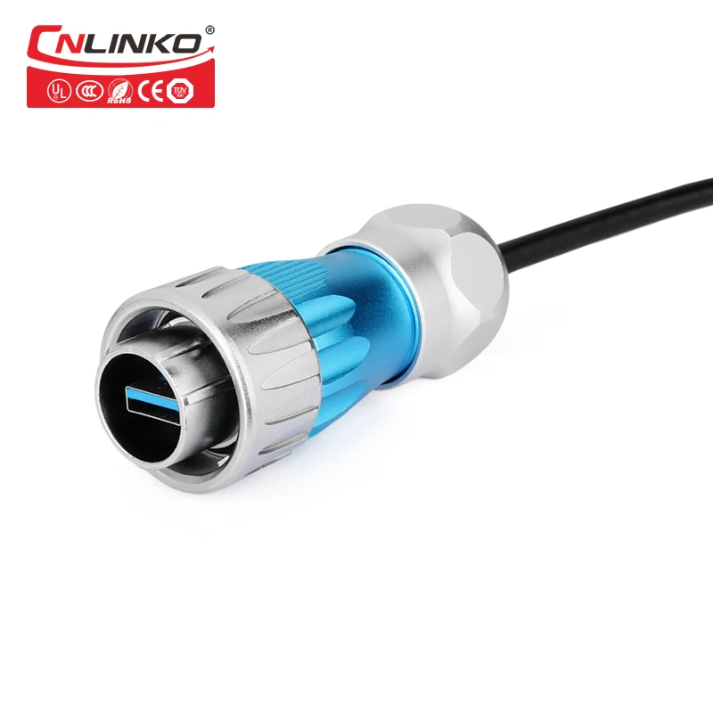 1/4 Bayonet Connecting USB3.0 Metal Shell Waterproof Data Connector IP67 Connector USB Panel Mount Plug with 0.5M Cable - Цвет: Plug