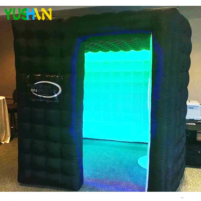 

Special design 3D Inflatable photo booth with 16 colors led Lights and Inner Air Blower rental selfie booth For Party Wedding