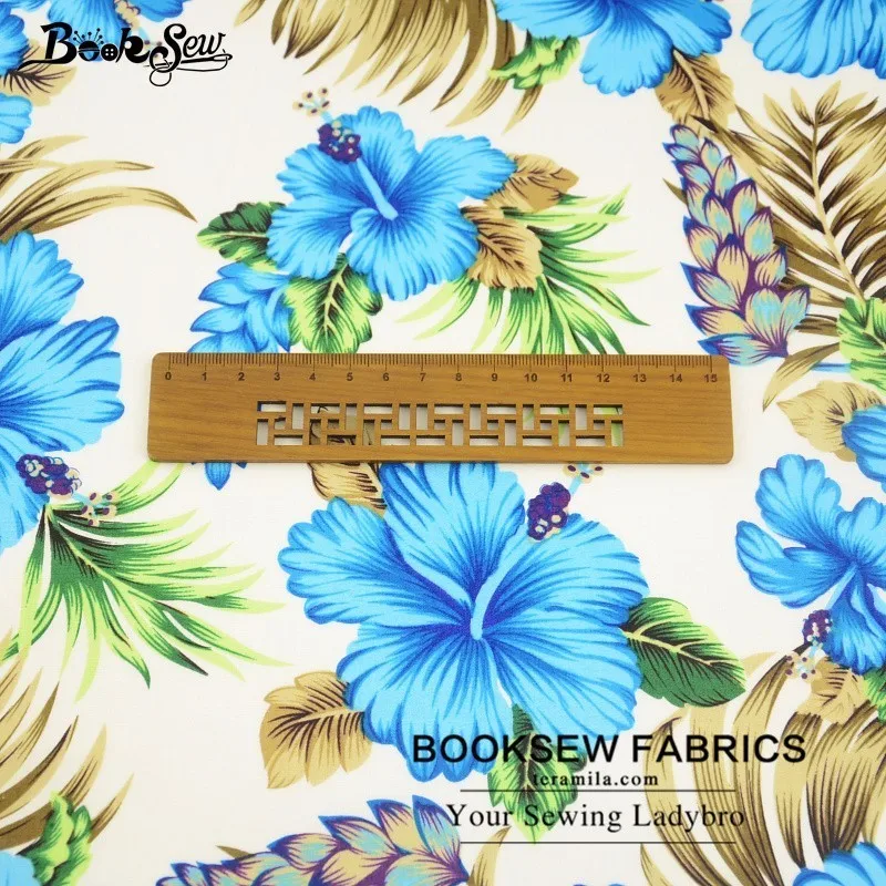 Booksew 100% хлопок поплин Ткань синий цветок конструкции высокой плотности Жир
