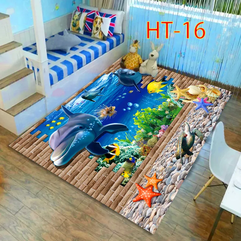 Blue Sea ocean Mediterranean Style 3D Carpets for Living Room Bedroom Area Rugs Coffee Table Sofa Bed Floor Mat Hallway Carpet