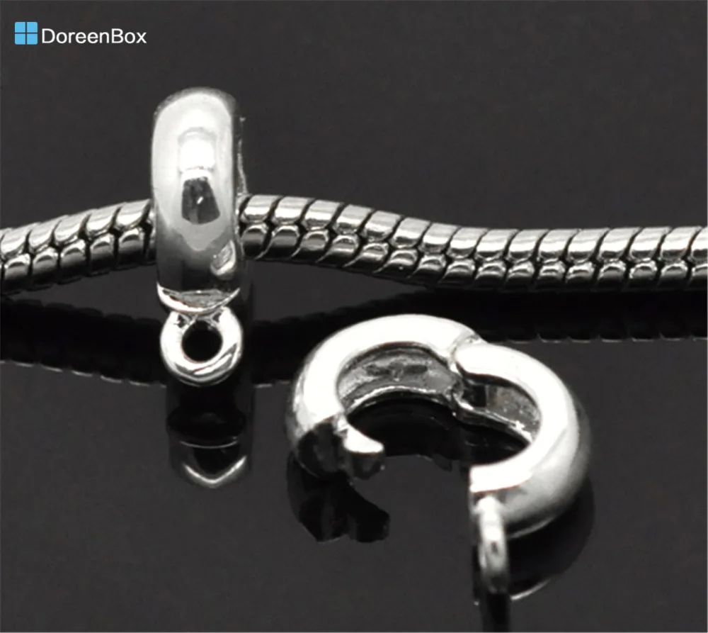 Doreen Box прекрасные серебристые зажимы и блокировка Круглые Бусины Подходит для
