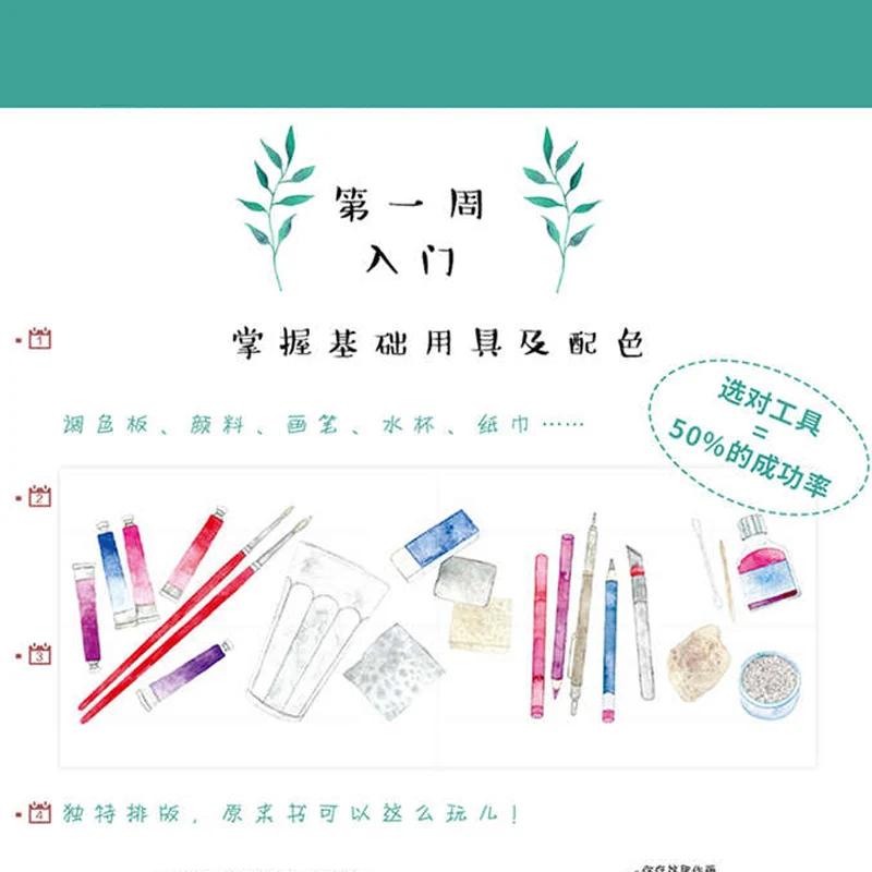 Учебник для рисования акварелью Zero Basic 21 день обучение рисованию в 100
