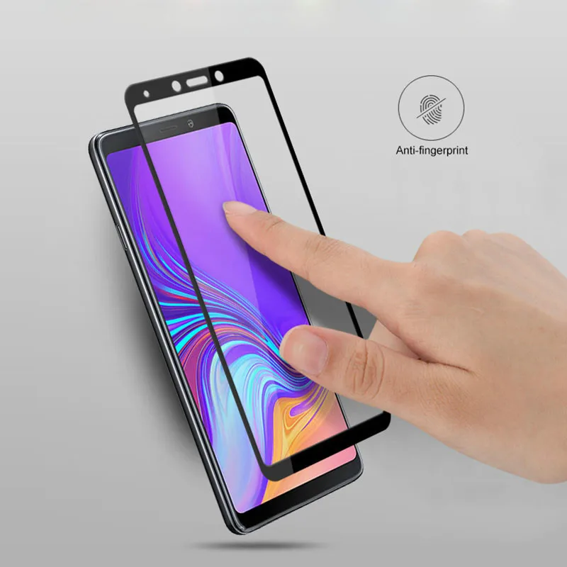 Закаленное стекло для Samsung Galaxy A7 A8 plus A9 2018 2 в 1 защитная пленка экрана объектива