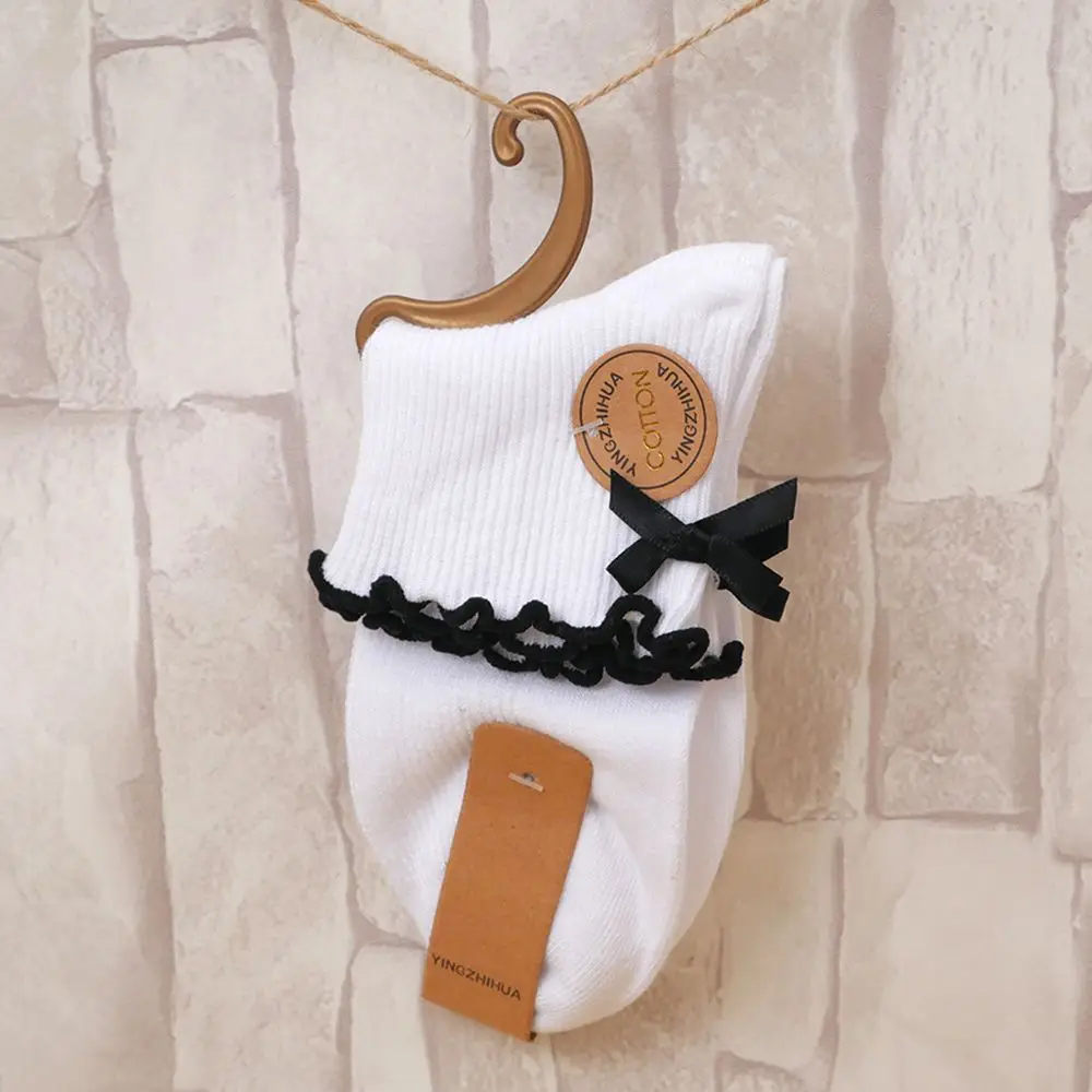 1 пара новые женские носки с кружевным бантом зимние теплые гетры вязаные |