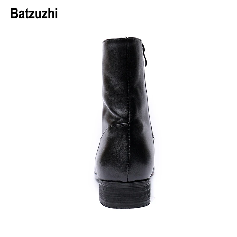 Batzuzhi/осенне зимние ботинки мужские короткие черные модельные из мягкой кожи zapatos