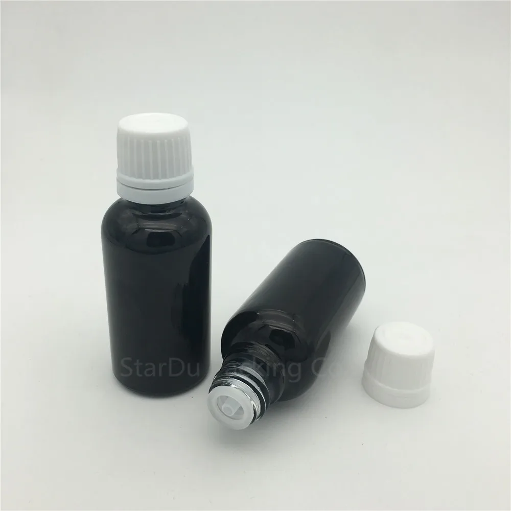 

10pcs 30ML Black Bottle , 1oz Vials Essential Oil Bottle with tamper evident cap Perfume glass bottles