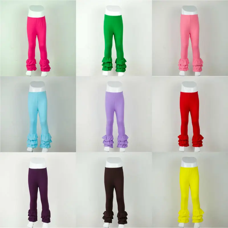 Детская Рождественская одежда зеленые детские трикотажные штаны с оборками