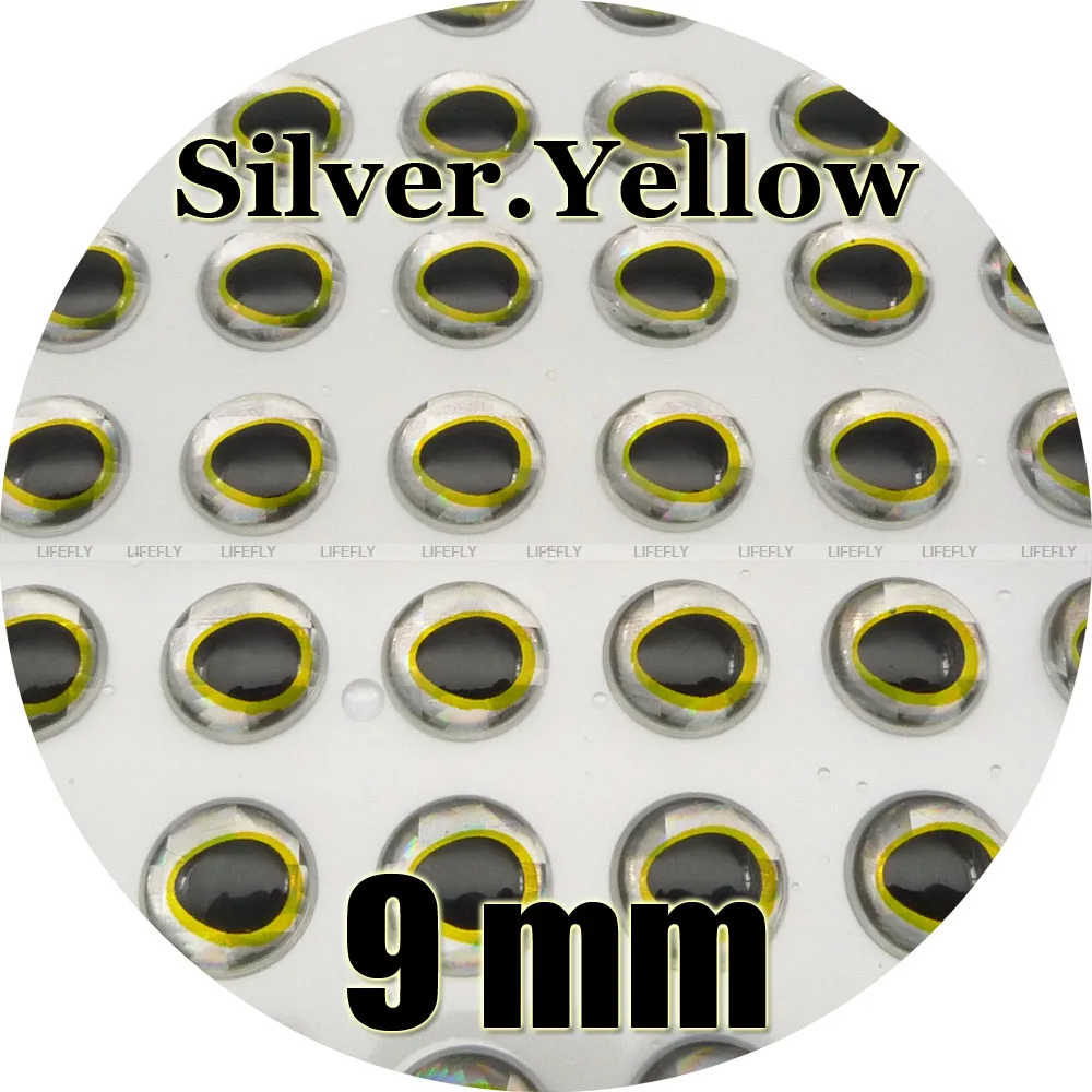 

9mm 3D Silver.Gold / Wholesale 500 Soft Molded 3D Holographic Fish Eyes, Fly, Jig, Lure