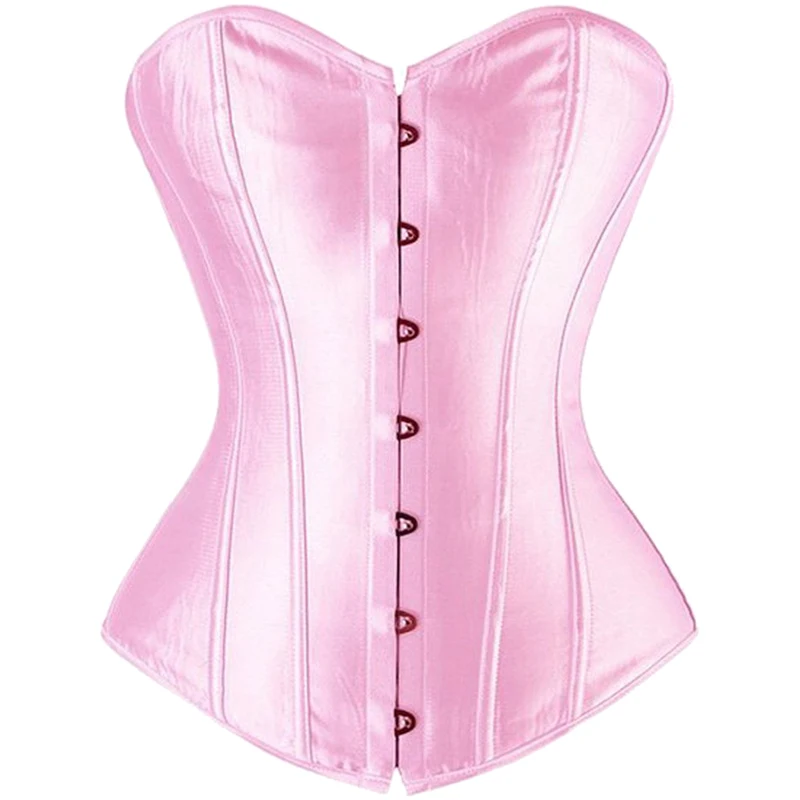 pink Хороший качественный корсет, бюстье, сексуальный женский атласный корсет, для тренировок, для тренировок, на шнуровке, бюстье, корсеты, Золотой корсет, 6XL - Цвет: pink