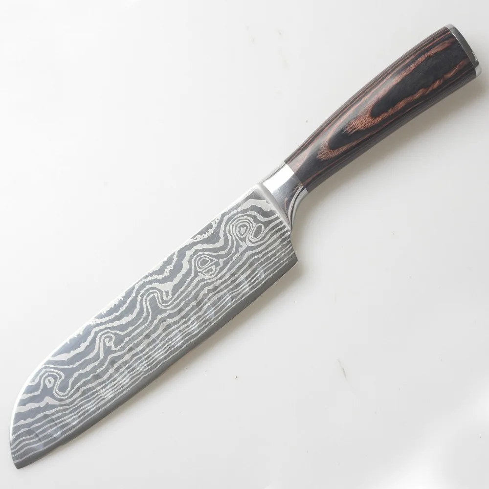 7 дюймов поварские ножи, кухонный нож, японский нож Santoku, нож для мяса 7Cr17, высокоуглеродистая нержавеющая сталь, резак, инструменты
