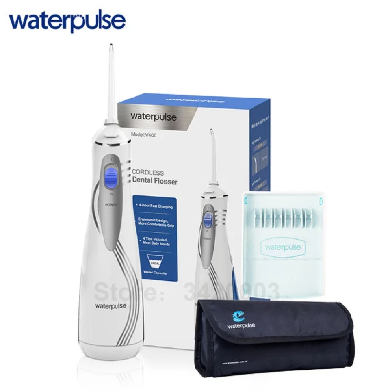 Портативный беспроводной ирригатор для полости рта с 4 наконечниками Waterpulse V400