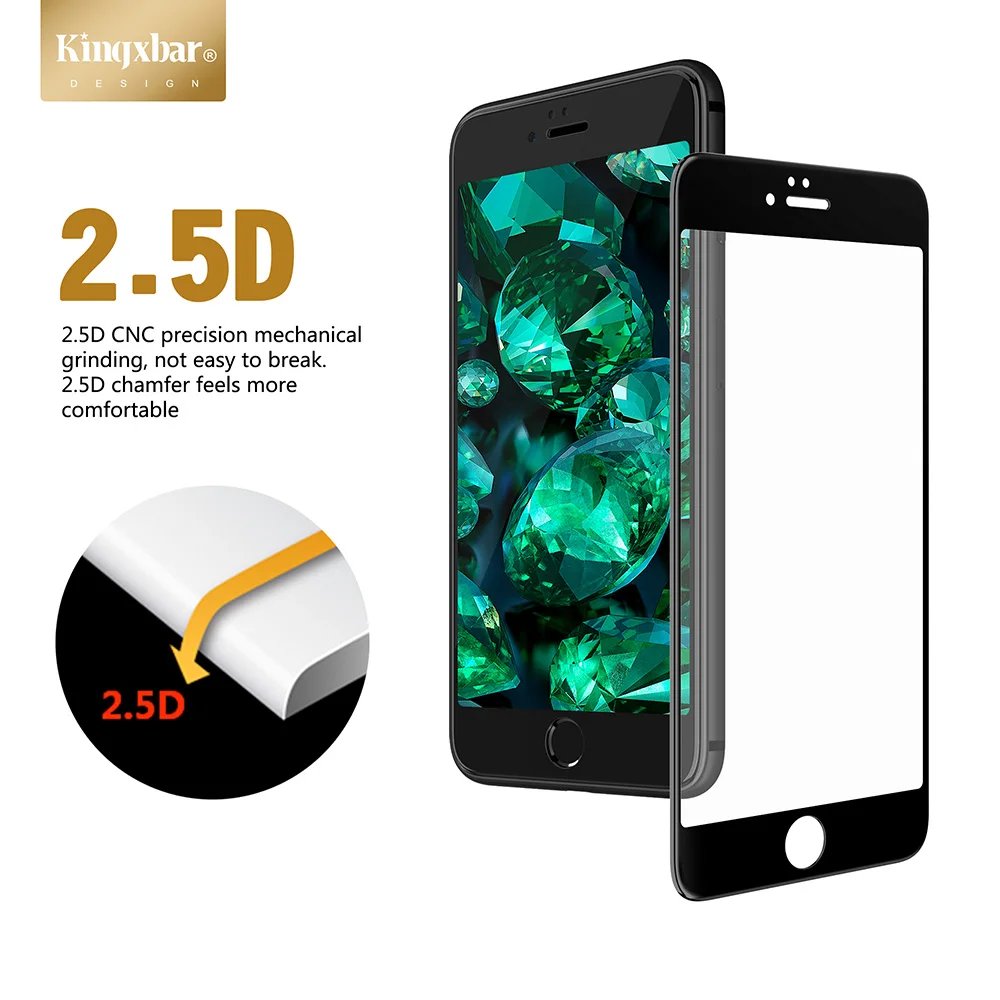 KINGXBAR for iPhone 7 8 Plus Screen Protector Anti Fingerprint Glass On the iphone Clear Full Film | Мобильные телефоны и