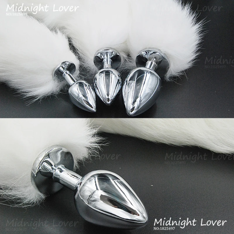 Белый Лисий хвост серебряная металлическая Анальная пробка анальная анальные