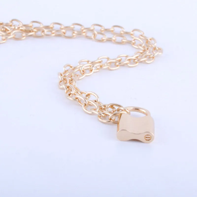 Women Men Stainless Steel Silver Color PadLock Pendant Necklace Brand New Rolo Cable Chain Necklace collar collier femme