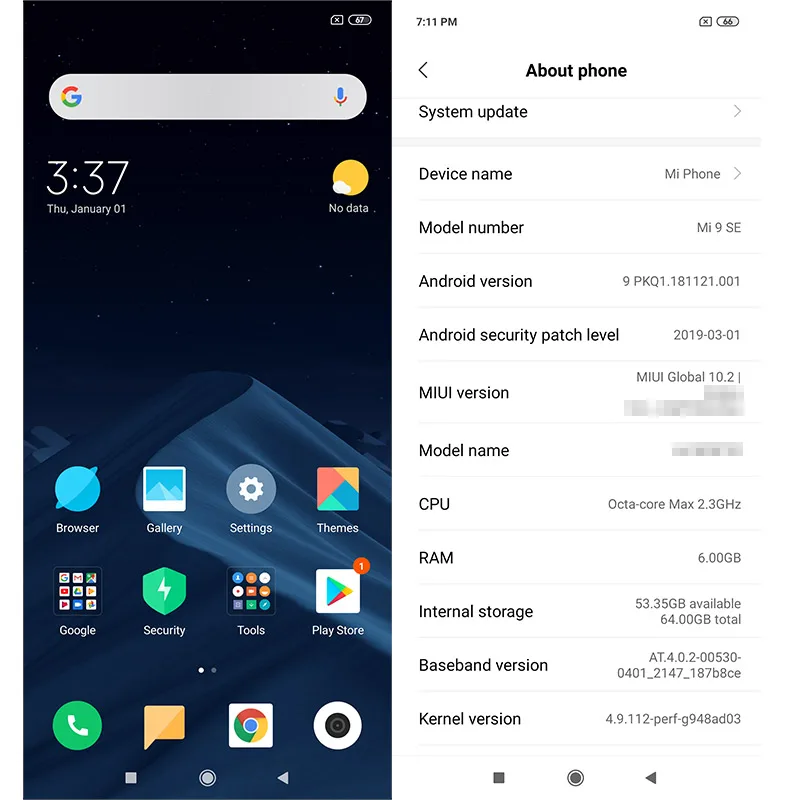 Глобальная версия Xiaomi mi 9 SE 64GB 6GB Смартфон Snapdragon 712Octa Core 5 97 "48MP Тройная камера