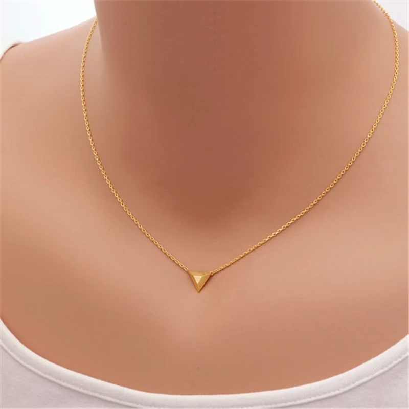 Модное колье чокер с треугольным кулоном и геометрическим дизайном|silver plated