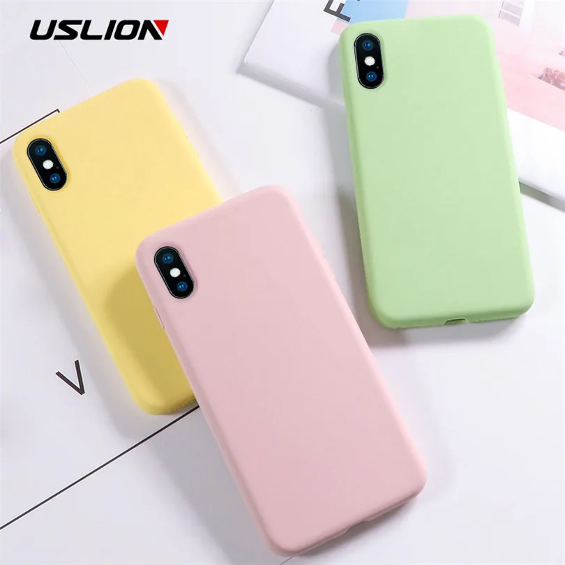 USLION For iPhone 11 Pro Max 6s 7 8 Plus Case Candy Solid Color Silicone Phone Cases X XR XS Nax Soft TPU Back Cover |