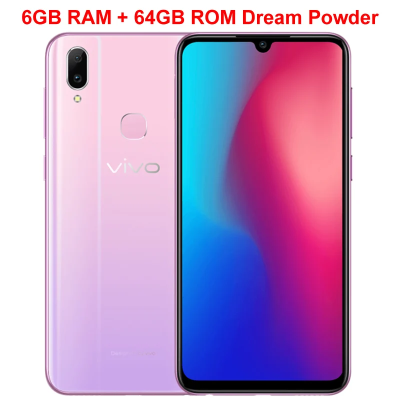 Мобильный телефон Vivo Z3, 6,3 дюймов, экран капли воды, 4 ГБ/6 ГБ+ 64 Гб/128 ГБ, восьмиядерный смартфон Snapdragon670/710, Android 8,1, двойная камера - Цвет: Pink 6GB 64GB