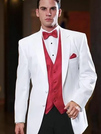 Top Selling custom made Ball Gowns/ Custom Men Suit /Complete Designer White Groom Tuxedos ( jacket+Pants+vest+tie)