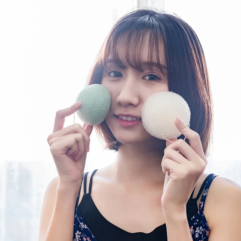 2 шт. Очищающий спонж для лица натуральный коньяк косметическая пудра очищающая