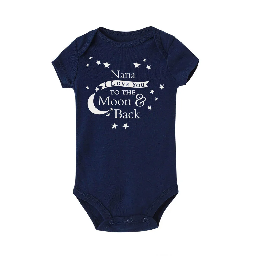 R336-SRPDB- Детские комбинезоны с надписью «I love NANA to the moon and back» для девочек и мальчиков, одежда с короткими рукавами для новорожденных, Комбинезоны и комбинезоны детская одежда - Цвет: R336-SRPDB-
