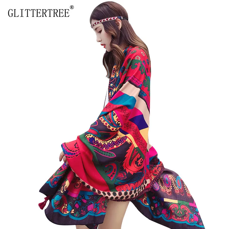 2019 Boho шифоновое пляжное платье с принтом Туника длинное Парео Бикини верхняя
