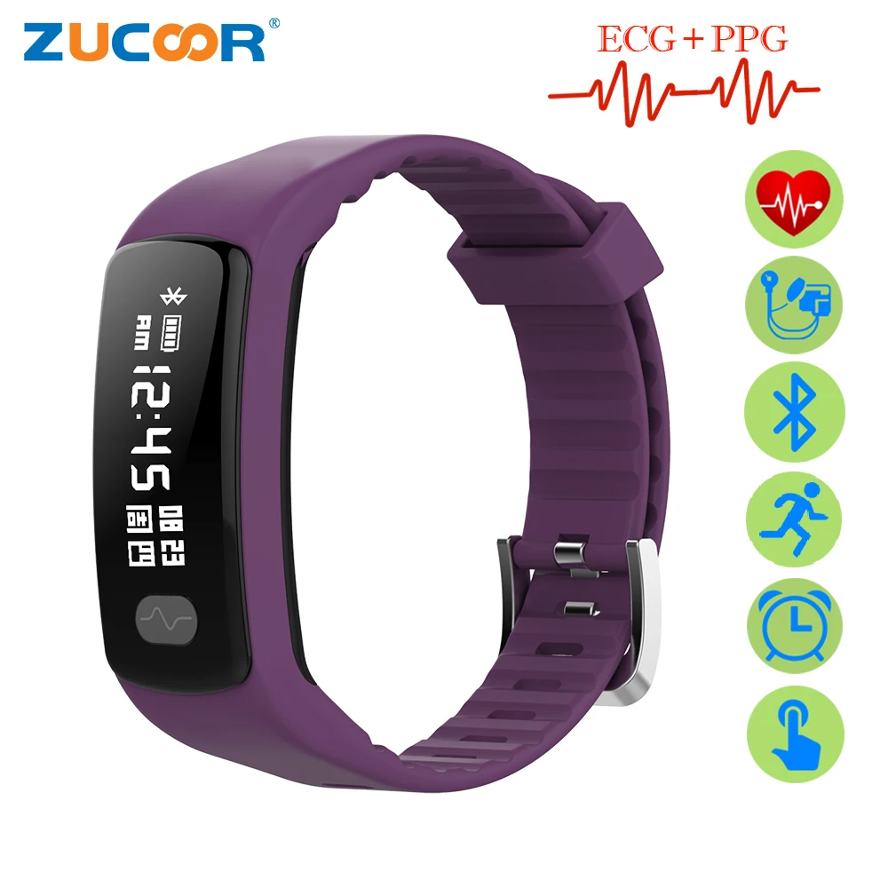ZUCOOR Smart Bracelet ECG PPG Heart Rate Monitor RB77 Blood Pressure Band Pedometer Electronics Fitness Wristband For Women Men |