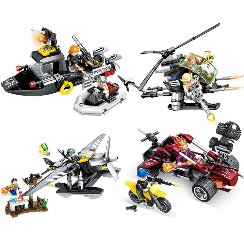 4 шт./лот 630 шт детские строительные блоки игрушка совместимая с LEGO city Black Hawk