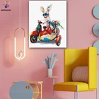 DIY картинки для раскраски по номерам в различных расцветках с применением усовершенствованных биотехнологий два кролика на мотоцикле рисунок живописи по номерам защелка для дома