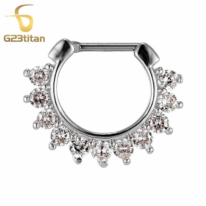 Septum Ring Модные женские пирсинг, Септум, кликер 8 мм титановый стержень розовое золото Кристалл кольцо в нос женские украшения для тела - Окраска металла: Septum Ring