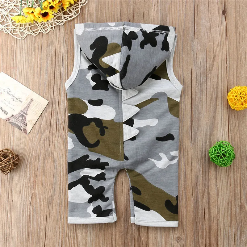 pudcoco Newborn Baby Boy Girl Hooded Romper camouflage print sleeveless zipper Jumpsuit Rompes Camo Playsuit Clothes Outfit |