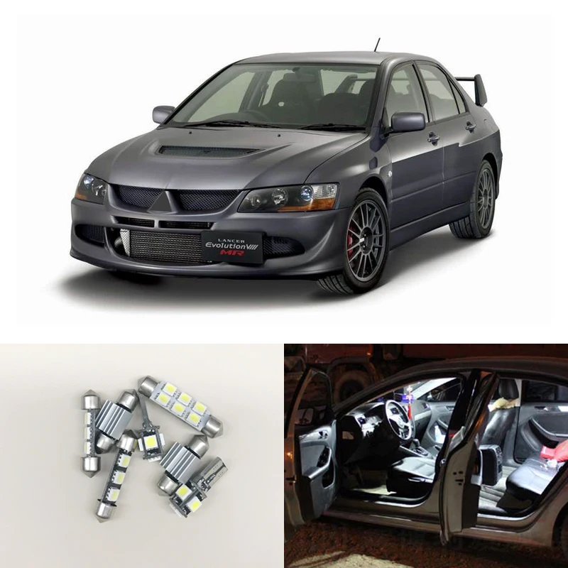 

Светодиодный комплект ламп для салона Mitsubishi Lancer Evolution 2003-2007, светильник для карты, купольного багажника/грузовой зоны, номерного знака, 7 шт.