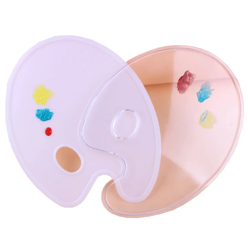 

1 pcs Elliptical Flat Plastic Palette Environmental Protection PP Belt Hand-held Creative Art Pigment Palette Artistic supplies