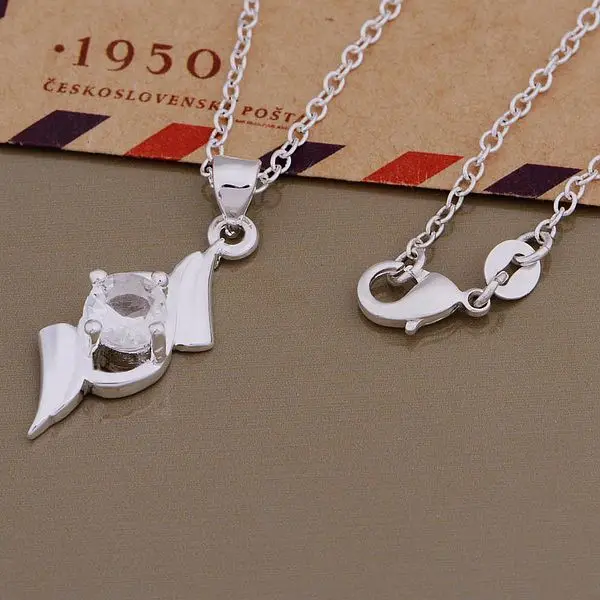 AN969 silver color stearling Necklace fashion jewelry pendant transparent stone /caqakrxa blmakcta | Украшения и аксессуары