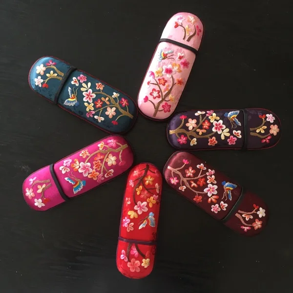Glasses Storage Case Fine Cherry Blossoms Real Silk Brocade Gift Box Pen Case