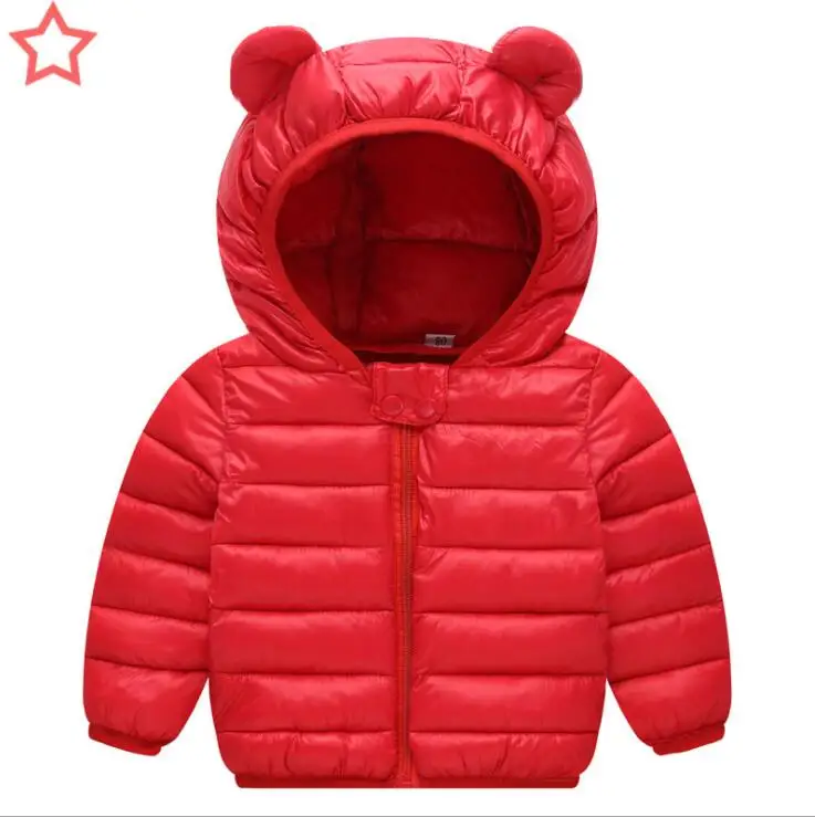 red coat Детская куртка на весну и зиму для маленьких девочек, комплект одежды, Детские хлопковые пальто с капюшоном для девочек, теплые куртки красного цвета для детей 1, 2, 3, 4, 5 лет - Цвет: red coat