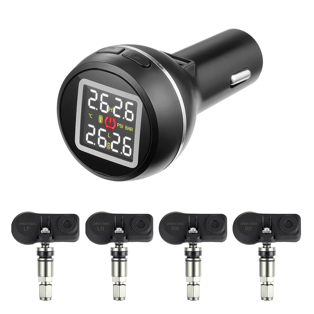 D580C автомобильная система контроля давления в шинах TPMS+ 4 внешних датчика usb порт для зарядки в режиме реального времени защита автомобильных шин