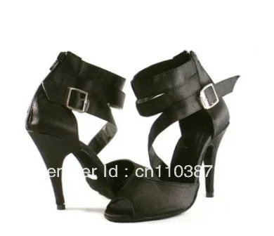 

Туфли для латиноамериканских танцев, черные, атласные