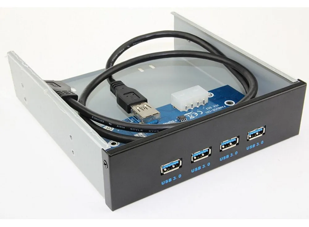 

LBSC USB 3.0 4-Ports 5.25 inch Metal Front Panel USB Hub for Desktop[ 20 Pin Connector & 2ft Adapter Cable]