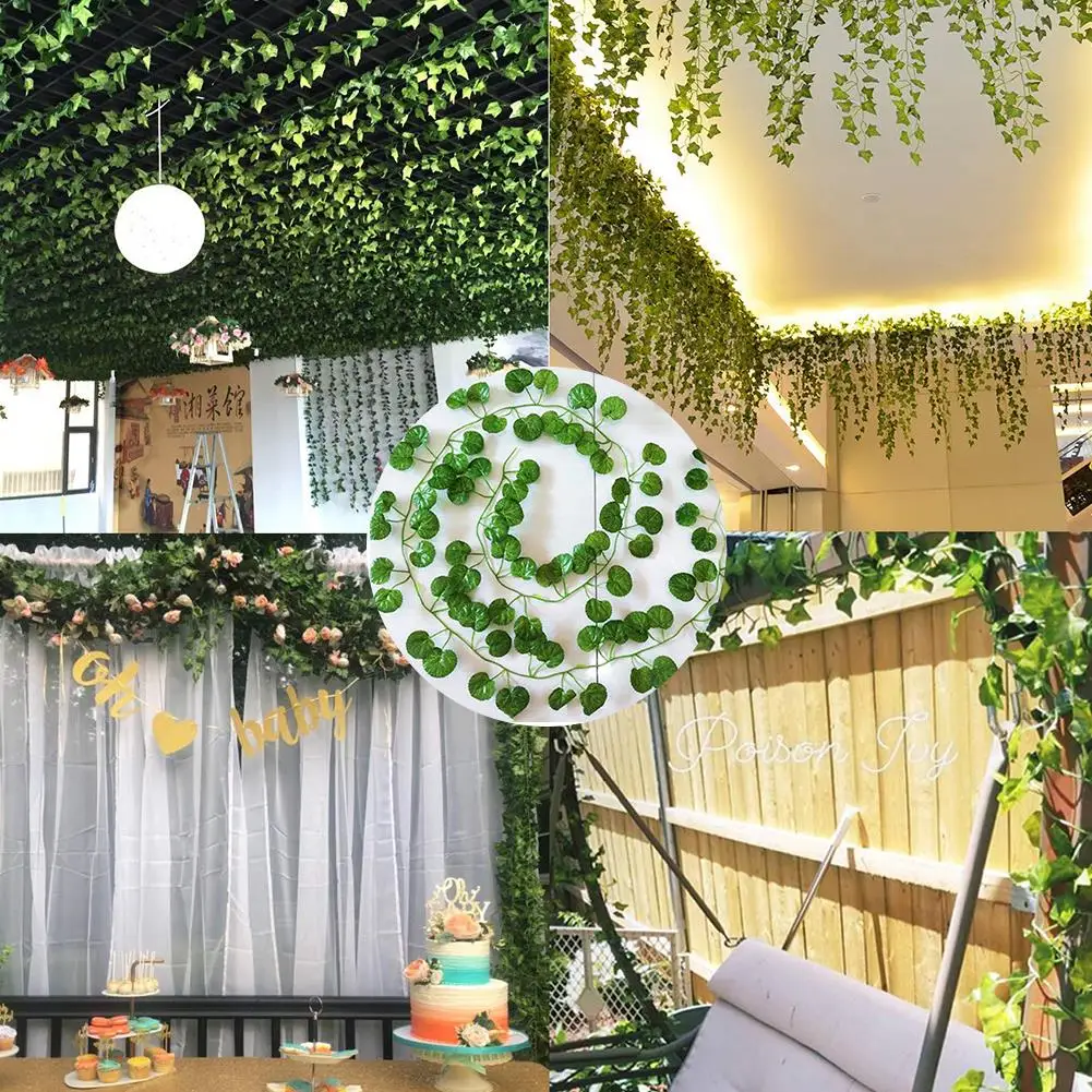 Artificial Fake Begonia Leaves Vines Hanging Plant Large Garland For Decor Indoor Outdoors - 12Pcs/Set As Shown | Дом и сад