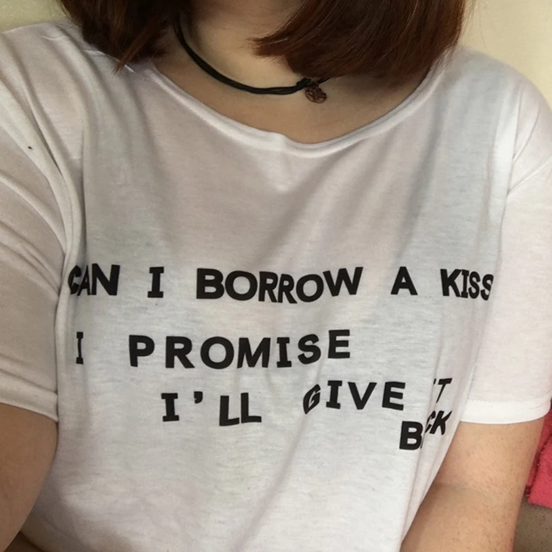 Женская забавная футболка с коротким рукавом надписью Can I Dave A Kiss повседневные