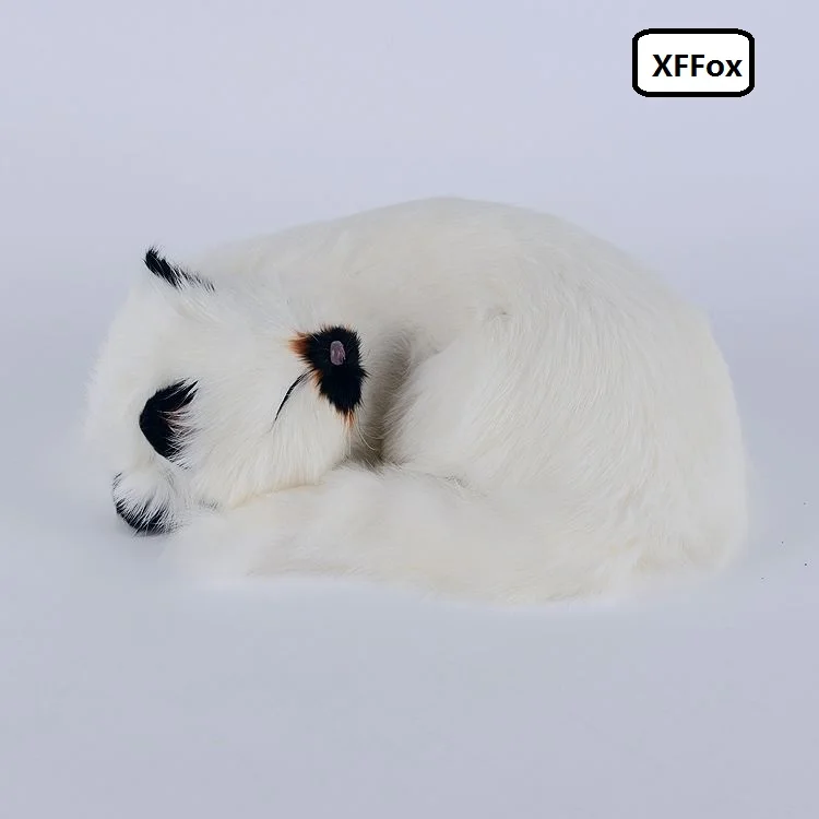

creative real life sleeping white cat model plastic&furs cute black mouth&ears cat doll gift about 25x20x11cmxf1383