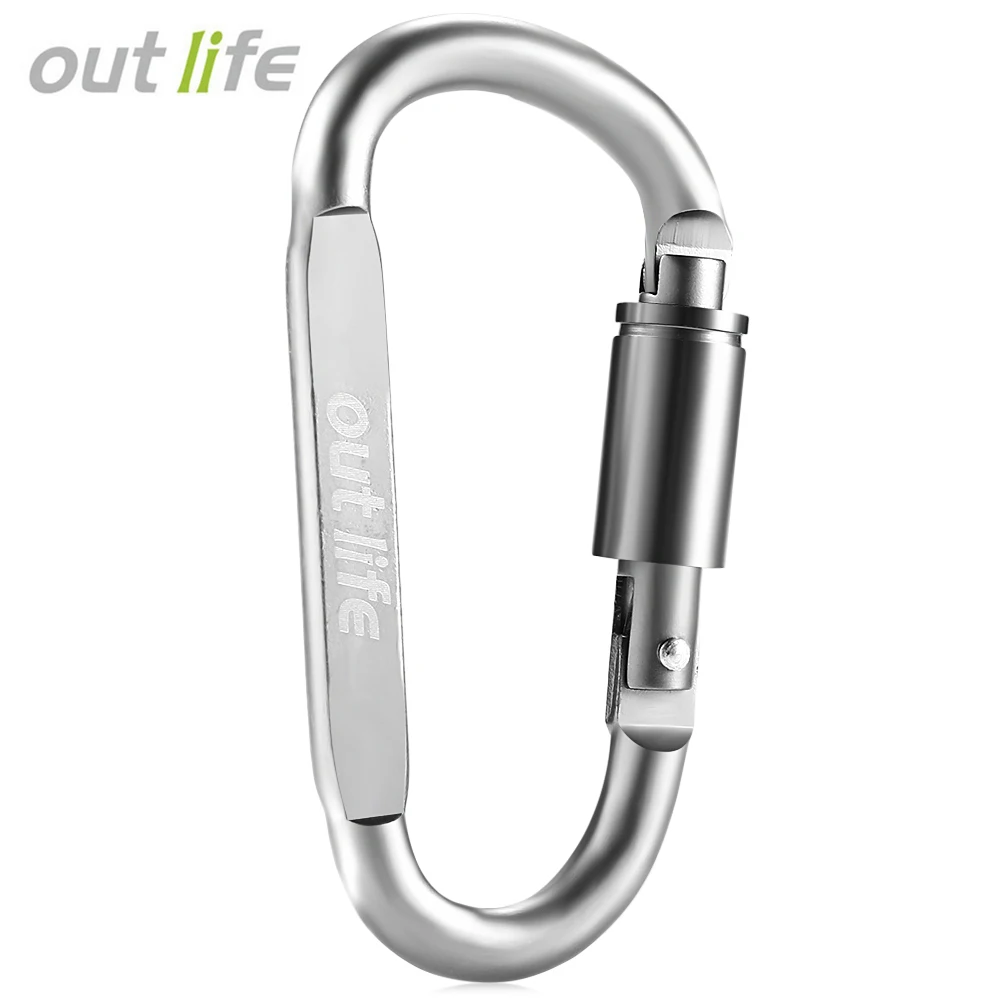 6pcs Outlife Aluminum Alloy D Shape Keychain Carabiner Self Screw Hook Clip Survial Key Chain Climbing Outdoor Tools | Спорт и