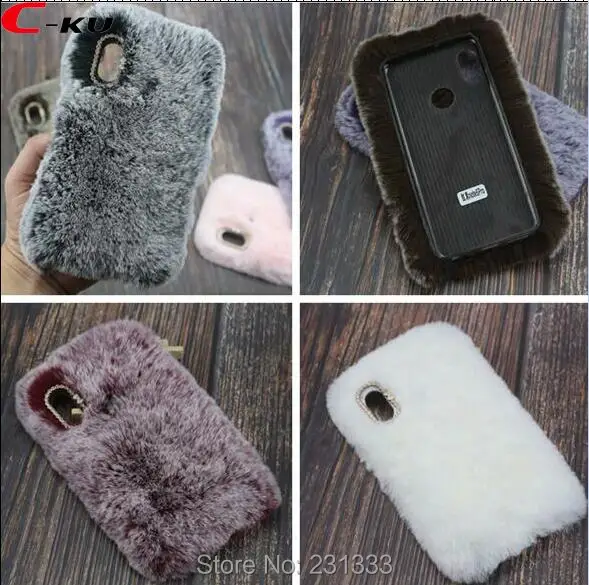 Блестящий Мягкий ТПУ чехол C ku с кроличьим мехом и стразами для Samsung Galaxy J4 Xiaomi MI 7 8SE