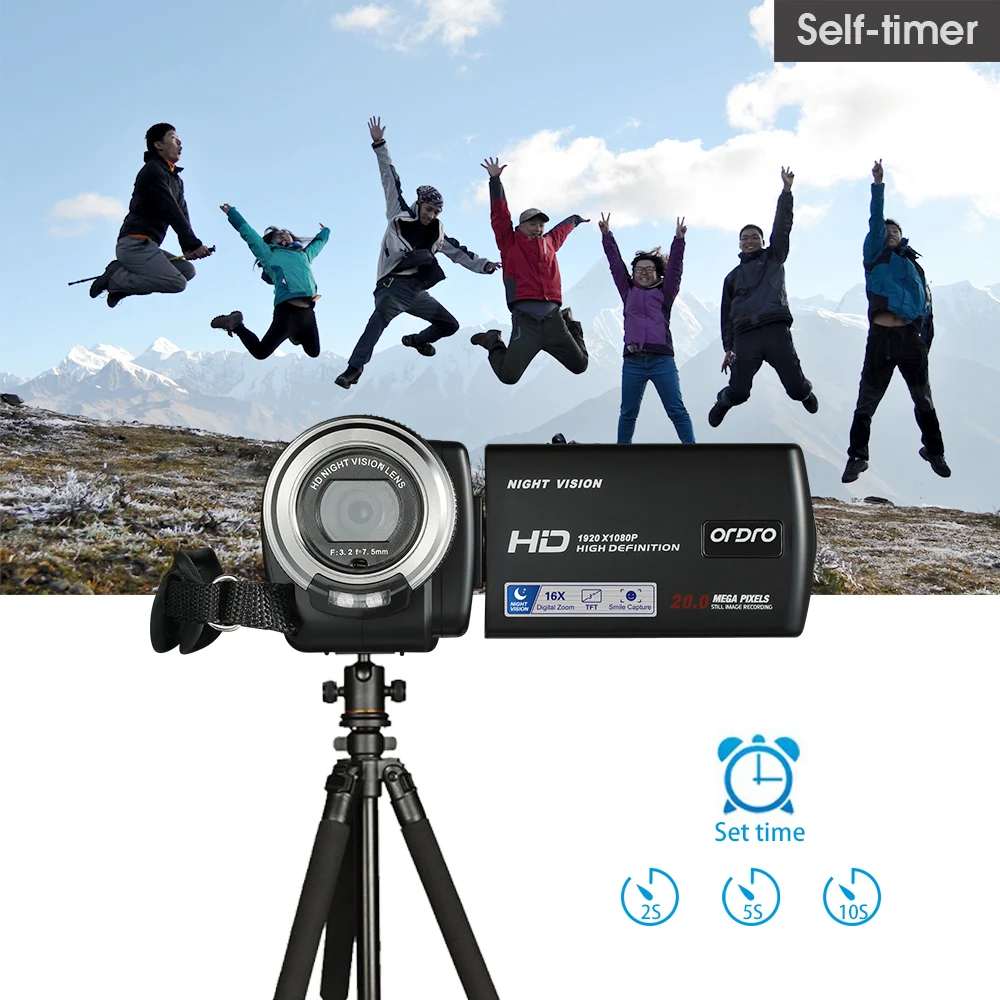 Ordro HDV V12 HD 1080P видеокамера с дистанционным управлением HDMI камера ночного