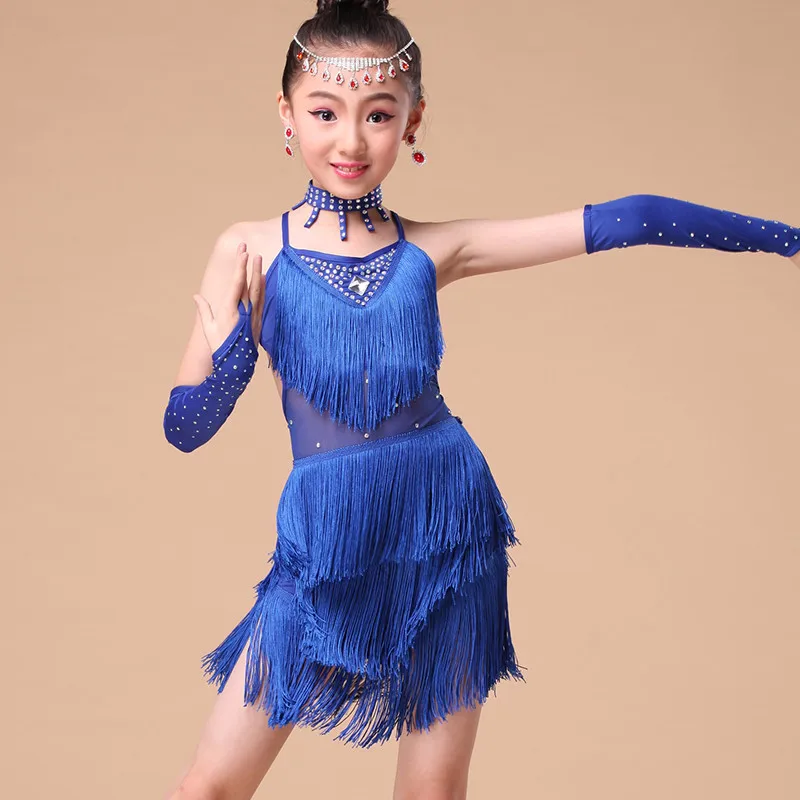 

2016 Tango Dress Direct Selling Rushed Women Ballroom Dress Kids Tassel Latin Dance Salsa Dancewear Costume Sequined Tassels